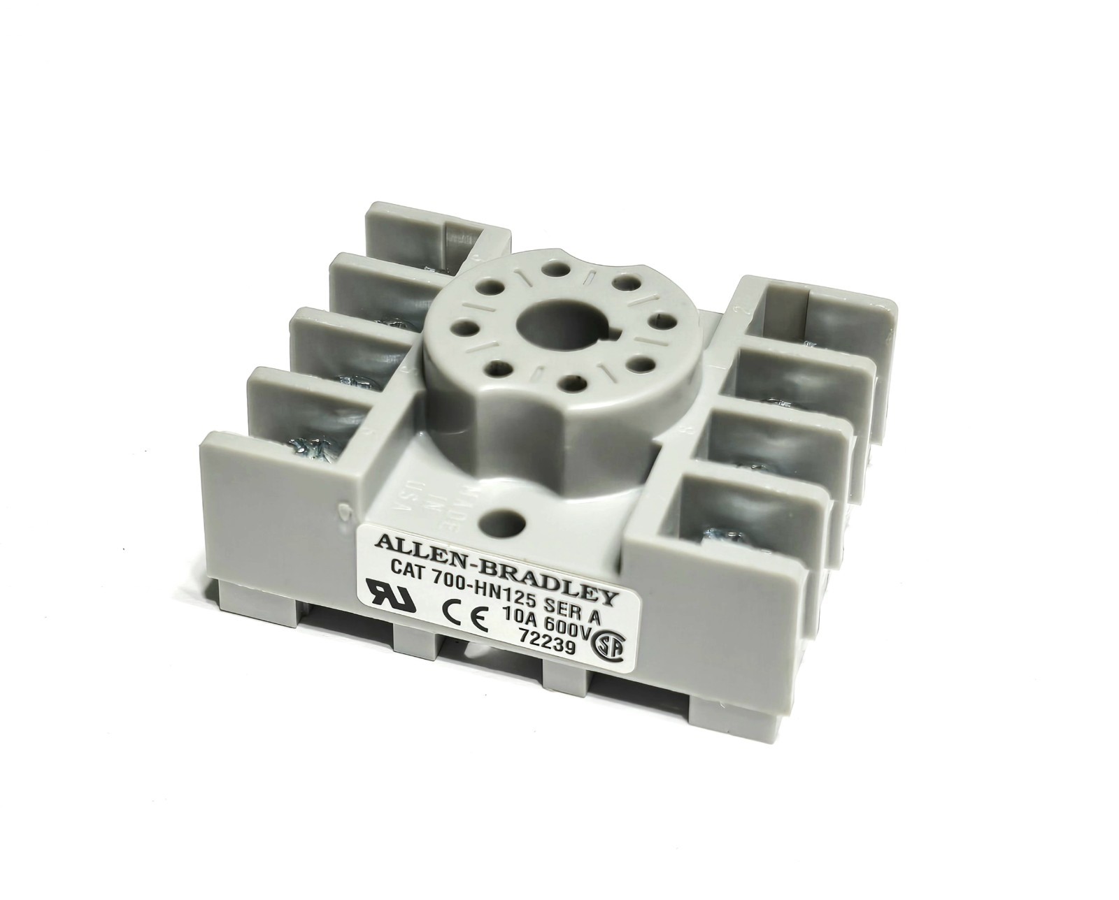 ALLEN-BRADLEY 700-HN125, Relay Socket, 8-Pin, 10 Amp, 600 Volt, USA