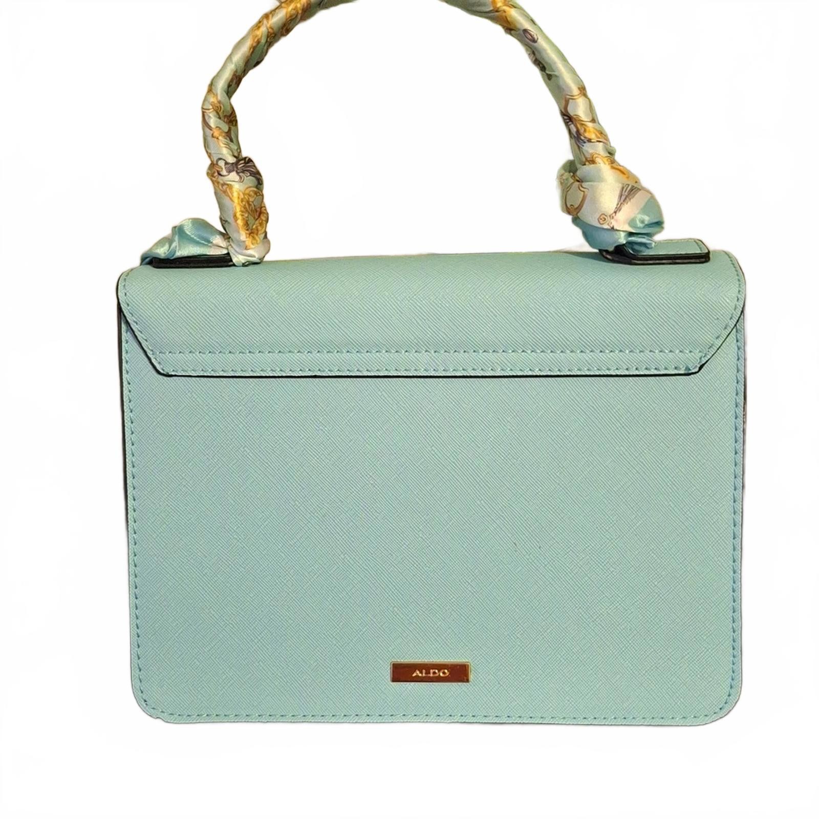 Aldo Light Blue Structured Handbag with Decorative Handle