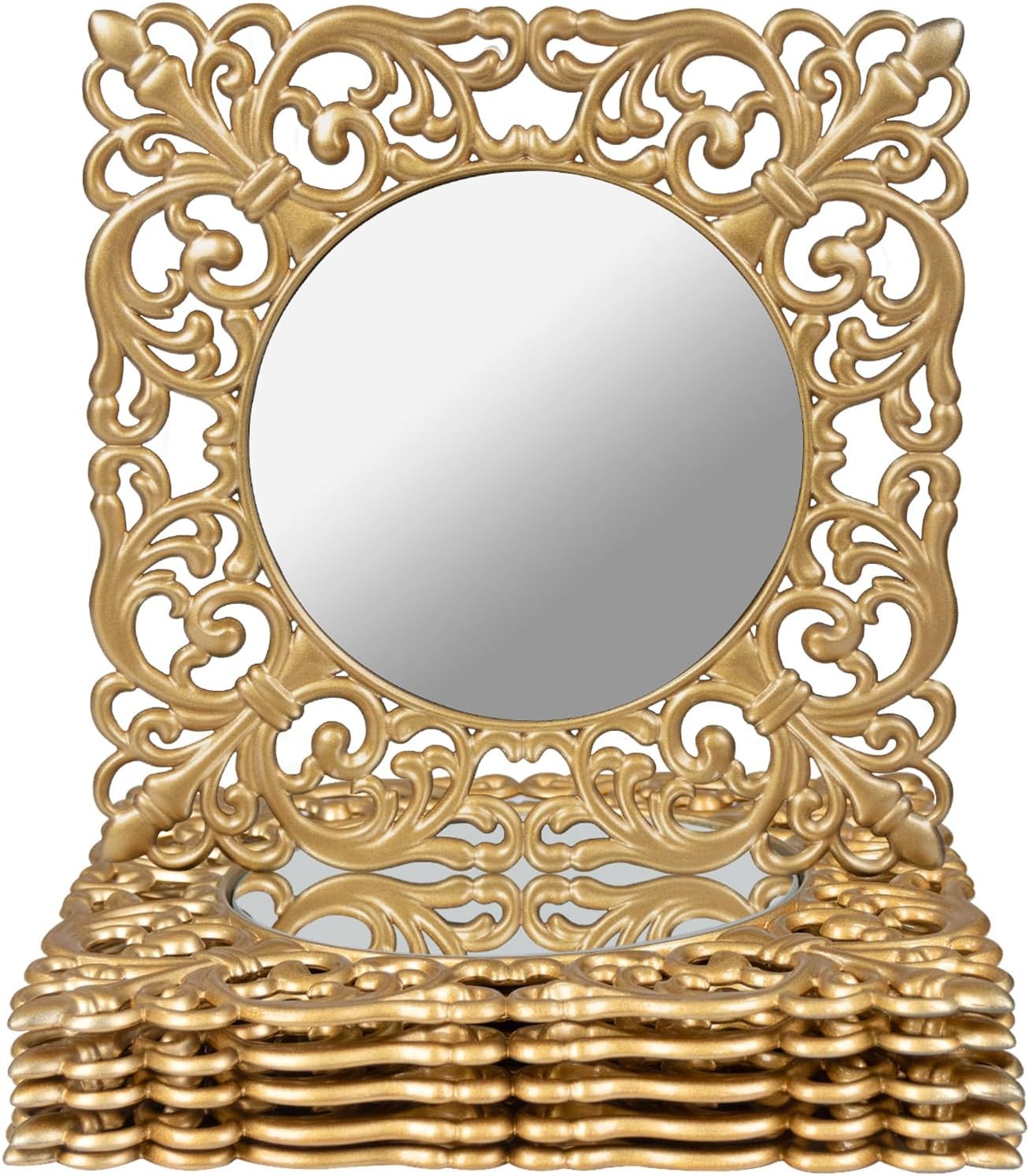 12" Gold Charger Plates Set of 6, Mirror Charger for Dinner Plates, Plastic