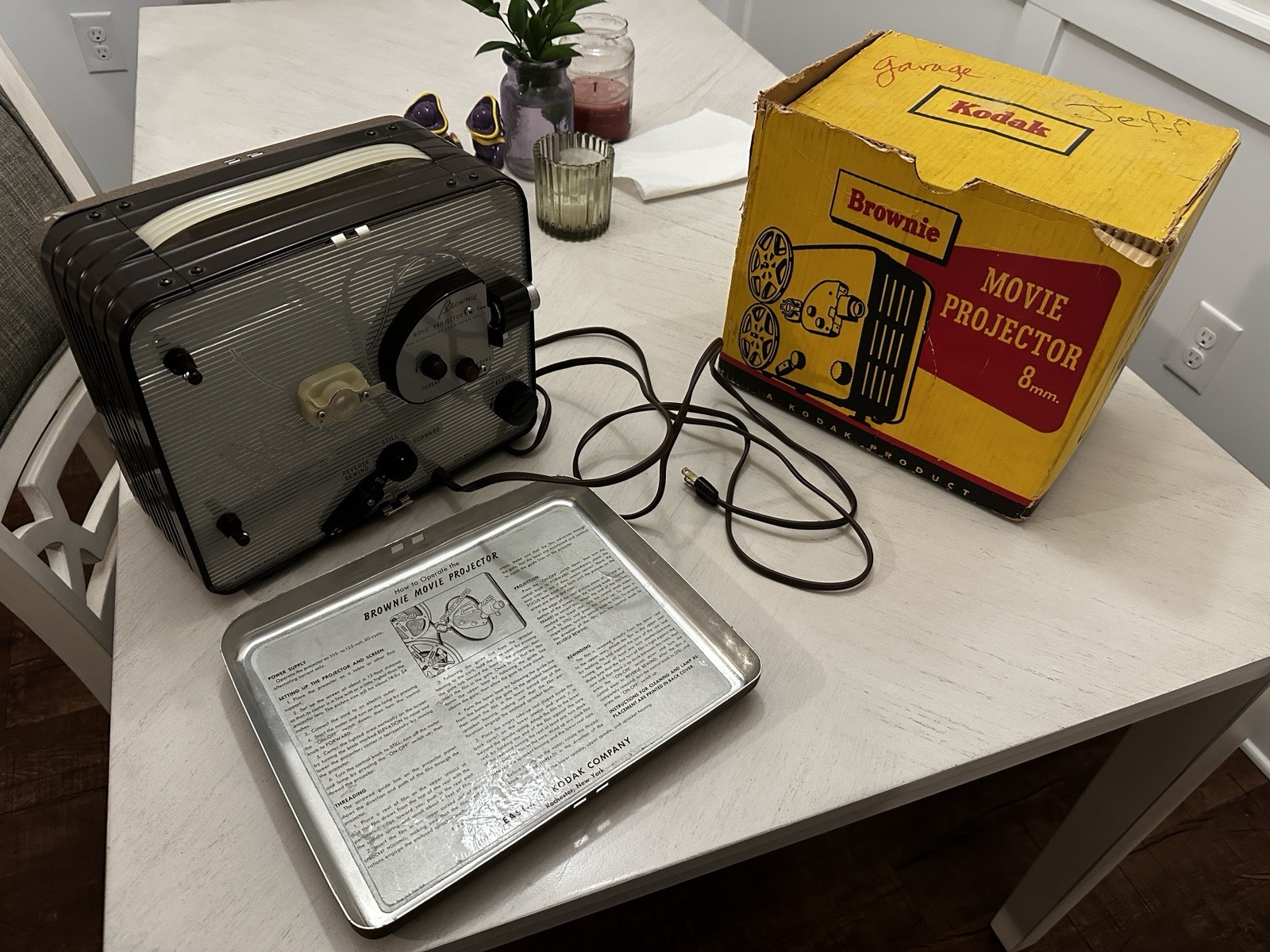 Vintage Kodak Brownie 8mm Movie Projector No. 196 w/ Original Case & Box