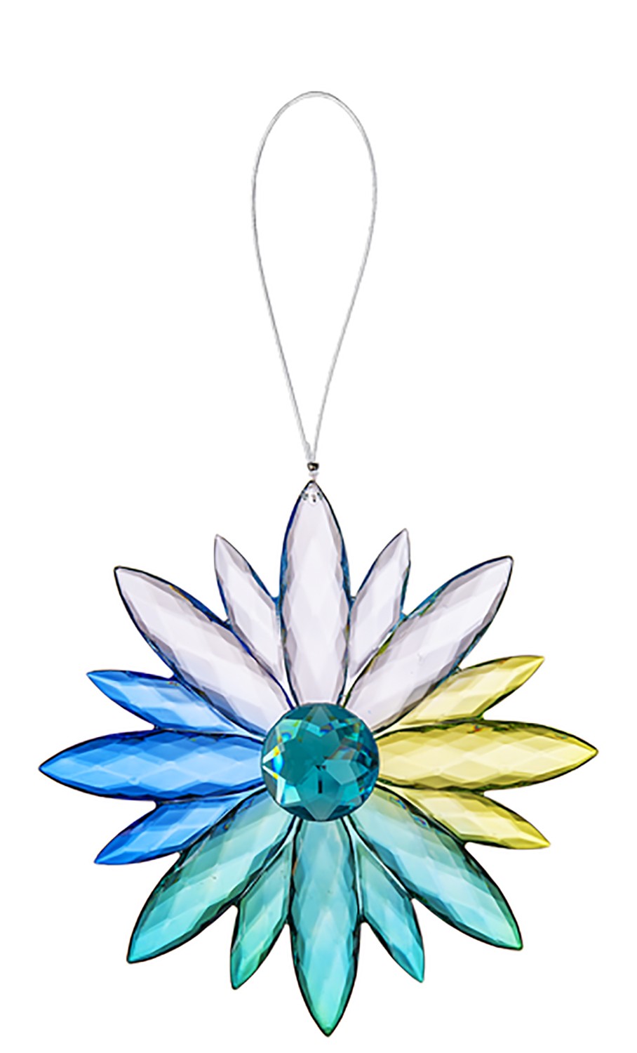 Ganz Acrylic Multi-Colored Jewel Flower - Turquoise Center, 4.75"