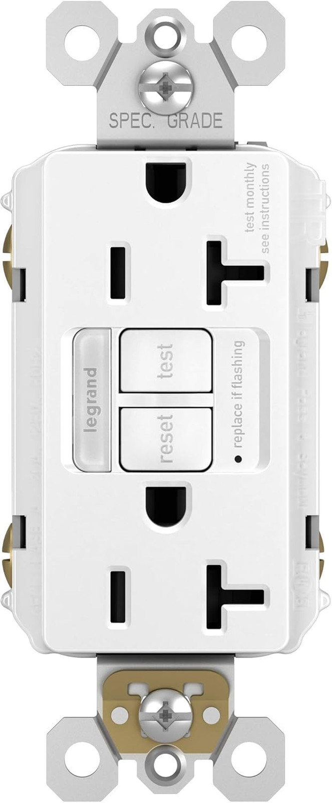 Radiant 2097NTLTRW 20 Amp Night Light GFCI Self Test Tamper-Resistant Decorator