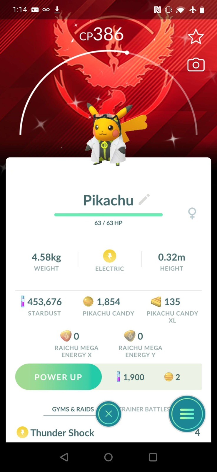 Shiny Pikachu Professor Willow Background Valor - Pokémon Trade Go 