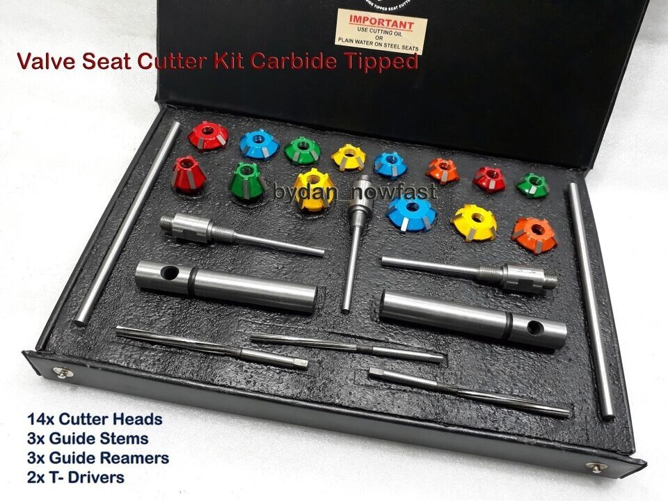 24x VALVE SEAT CUTTER KIT CARBIDE TIPPED KTM,HONDA,KAWASAKI,HYOSUNG HEADS BOXED