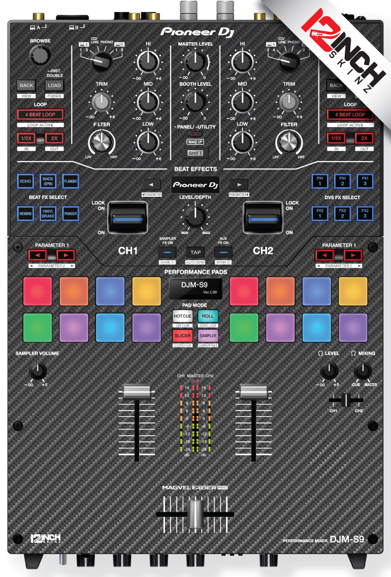 Pioneer DJM-S9 Skin carbon fiber black