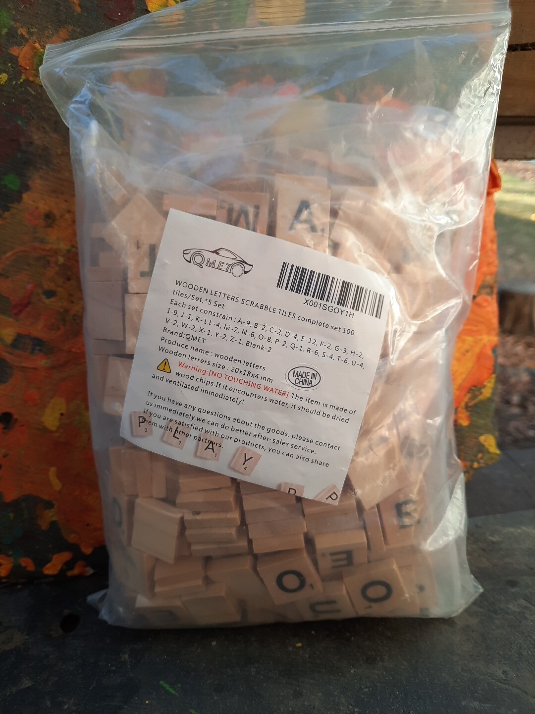 QMET Wooden Scrabble Letter Tiles Complete Set 100
