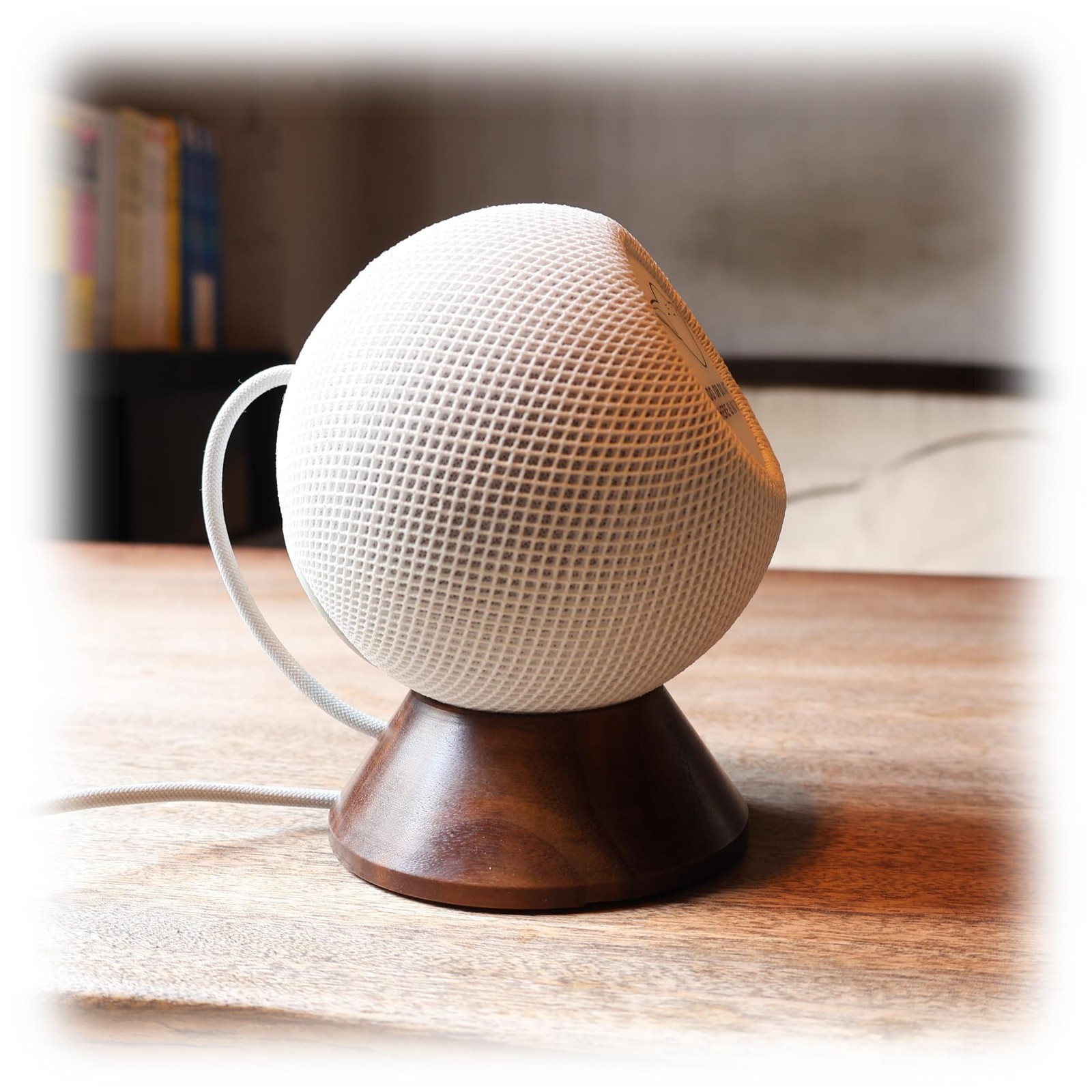 Black Walnut Stand for Apple HomePod Mini,Built-in Cable Management,Desktop H...