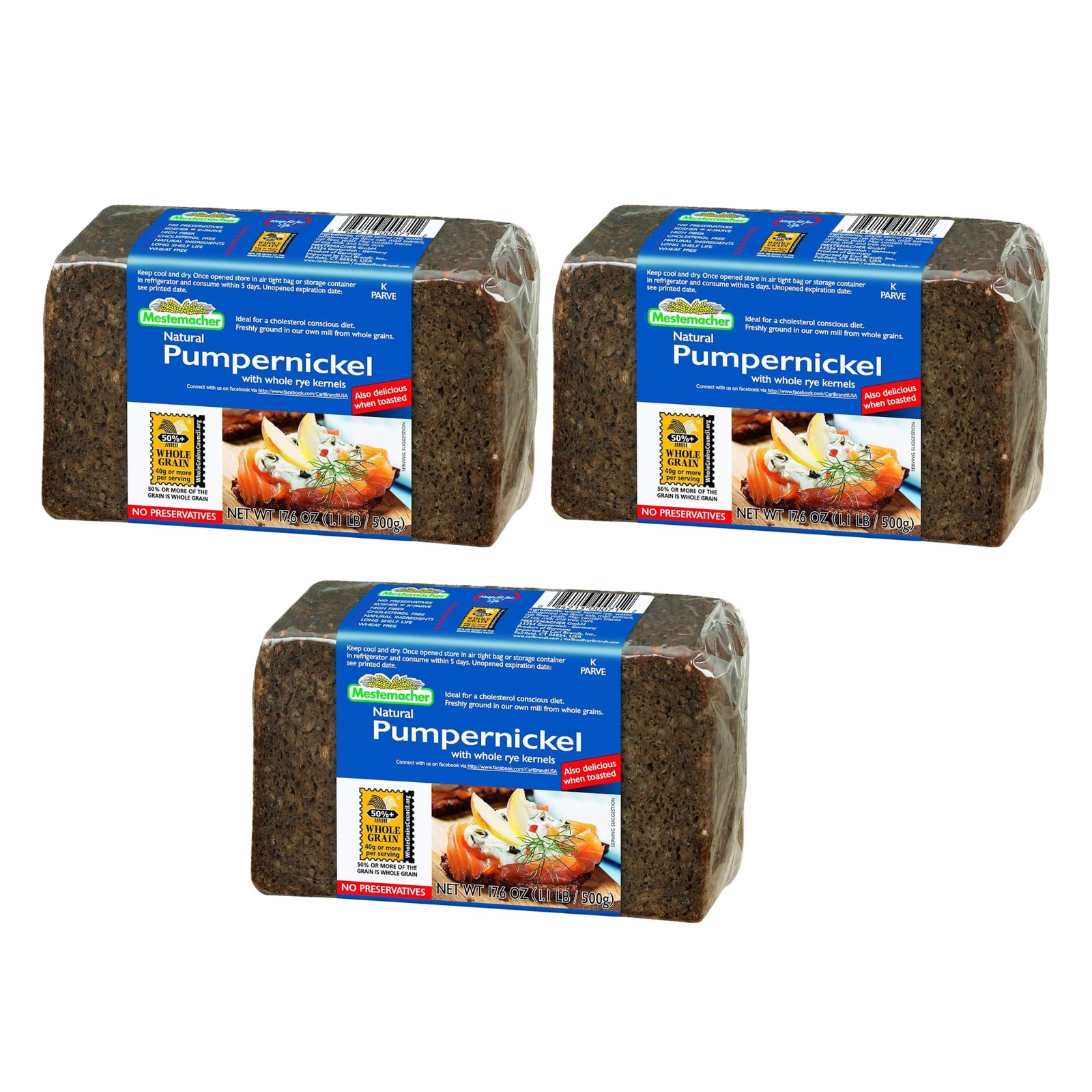 Mestemacher Pumpernickel Bread, 17.6 Oz – Authentic Ounce (Pack of 3)