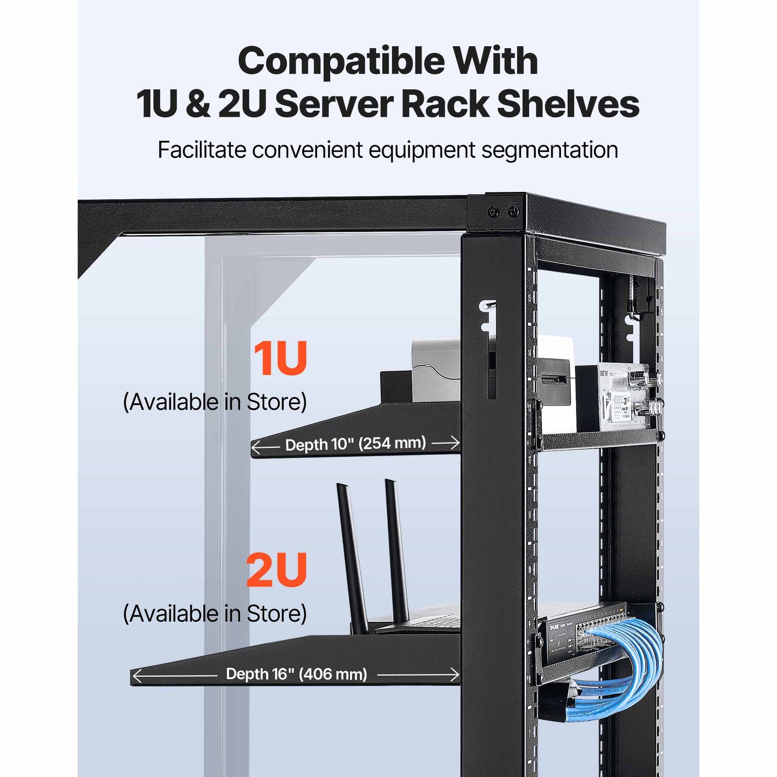 Uimoso 15U Wall-Mounted Open Frame Network Rack, 150 lbs Capacity, 180° Rotation