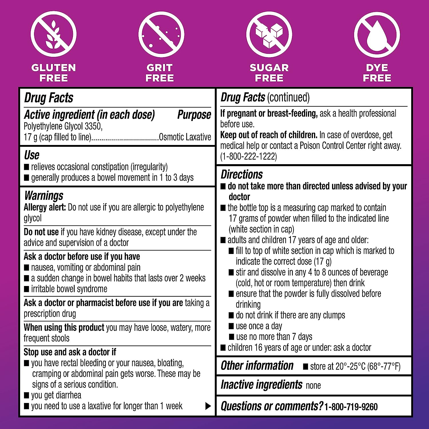Amazon Basic Care Clearlax, Polyethylene Glycol 3350 Powder for Solution, Osmoti