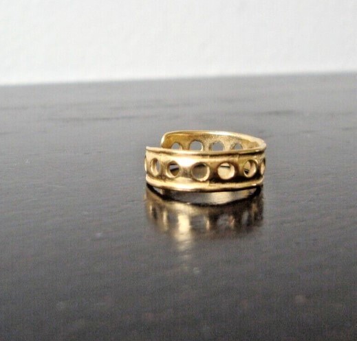 Daily Use 4 Women's ADJUSTABLE EMBOSSED HOLE PATTERN PINKY T0e Ring 925 Silver