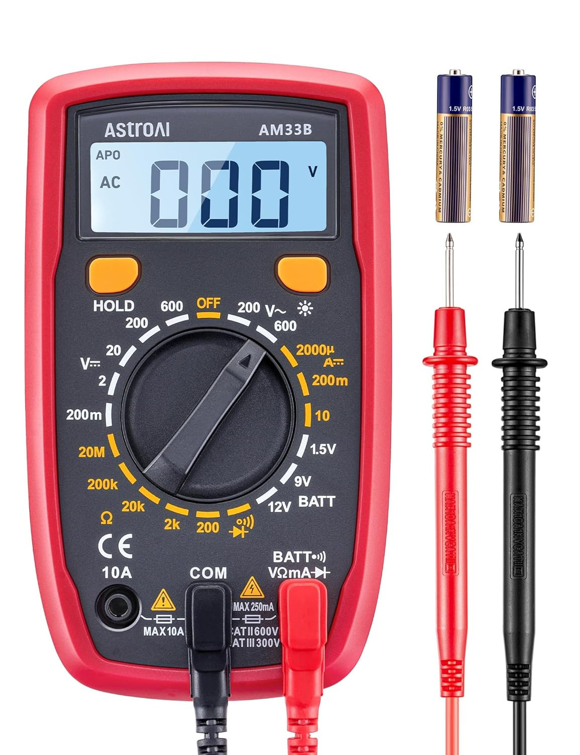 2000 Counts Digital Multimeter - Voltage, Current, Resistance Tester