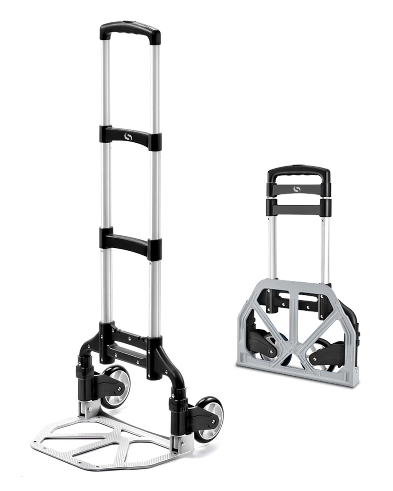 Folding Hand Truck, Dolly Cart with Wheels Foldable, Lightweight Aluminum Lug...