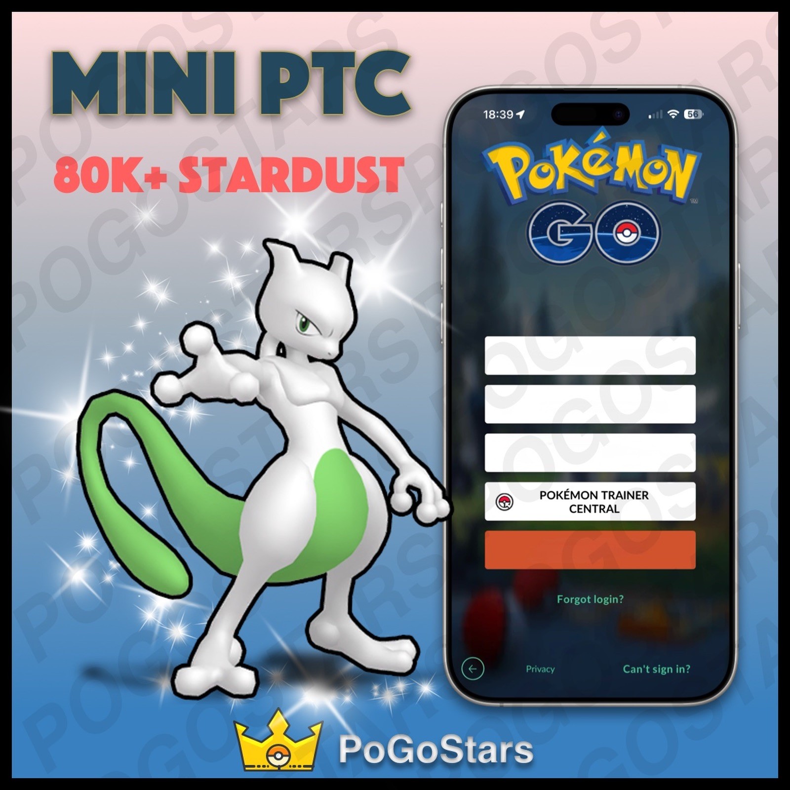 Pokémon PTC Go - Shiny Mewtwo - 80K Stardust✨Read Description✨
