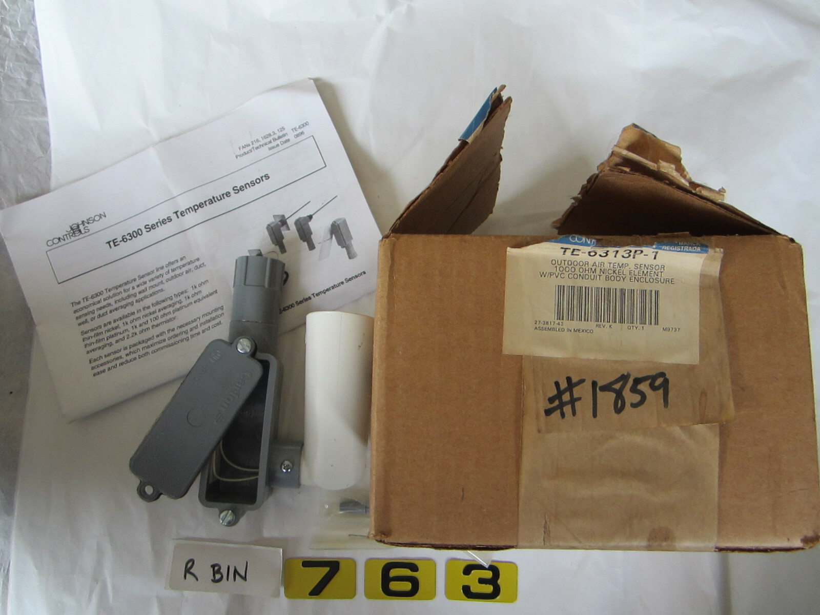 JOHNSON CONTROLS TE 6313P-1 OUTDOOR AIR TEMPERATURE SENSOR