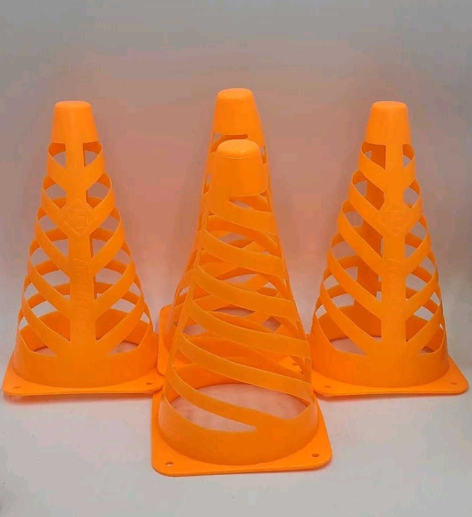 4 Franklin Sports orange flexible cones/ field marker cones 9 1/2” Tall