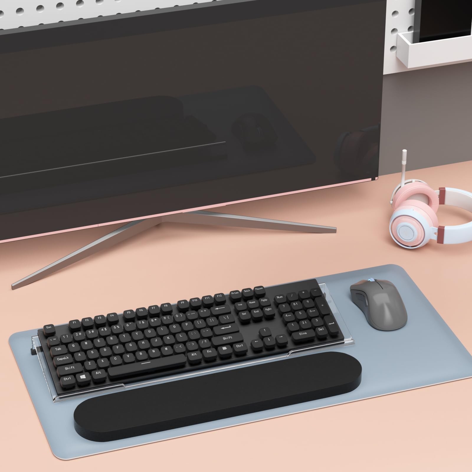 Ergonomic Computer Keyboard Stand Acrylic Tilt Riser Clear Anti Slip