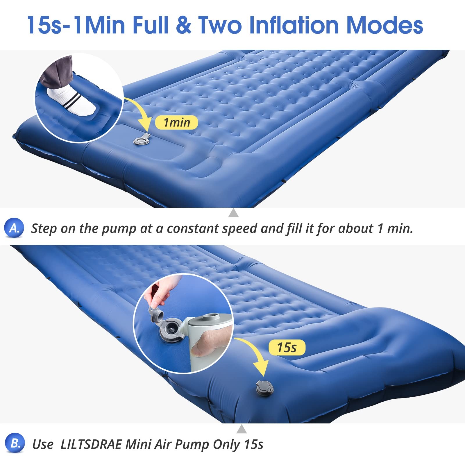 Camping Sleeping Pads，Extra Thick 5 Inch Inflatable Sleeping Mat with Pillow ...
