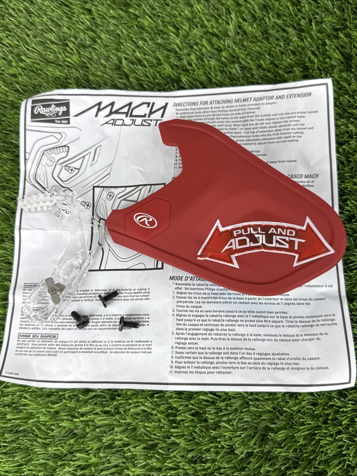 Rawlings Mach Adjust Helmet Extension, Left Handed Batters, Red NWOT