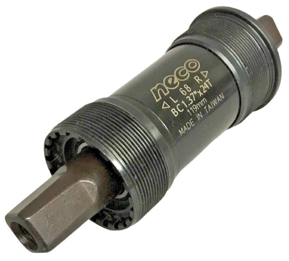 NECO Square Taper Bottom Bracket 68×119mm BSA Sealed Cartridge Black