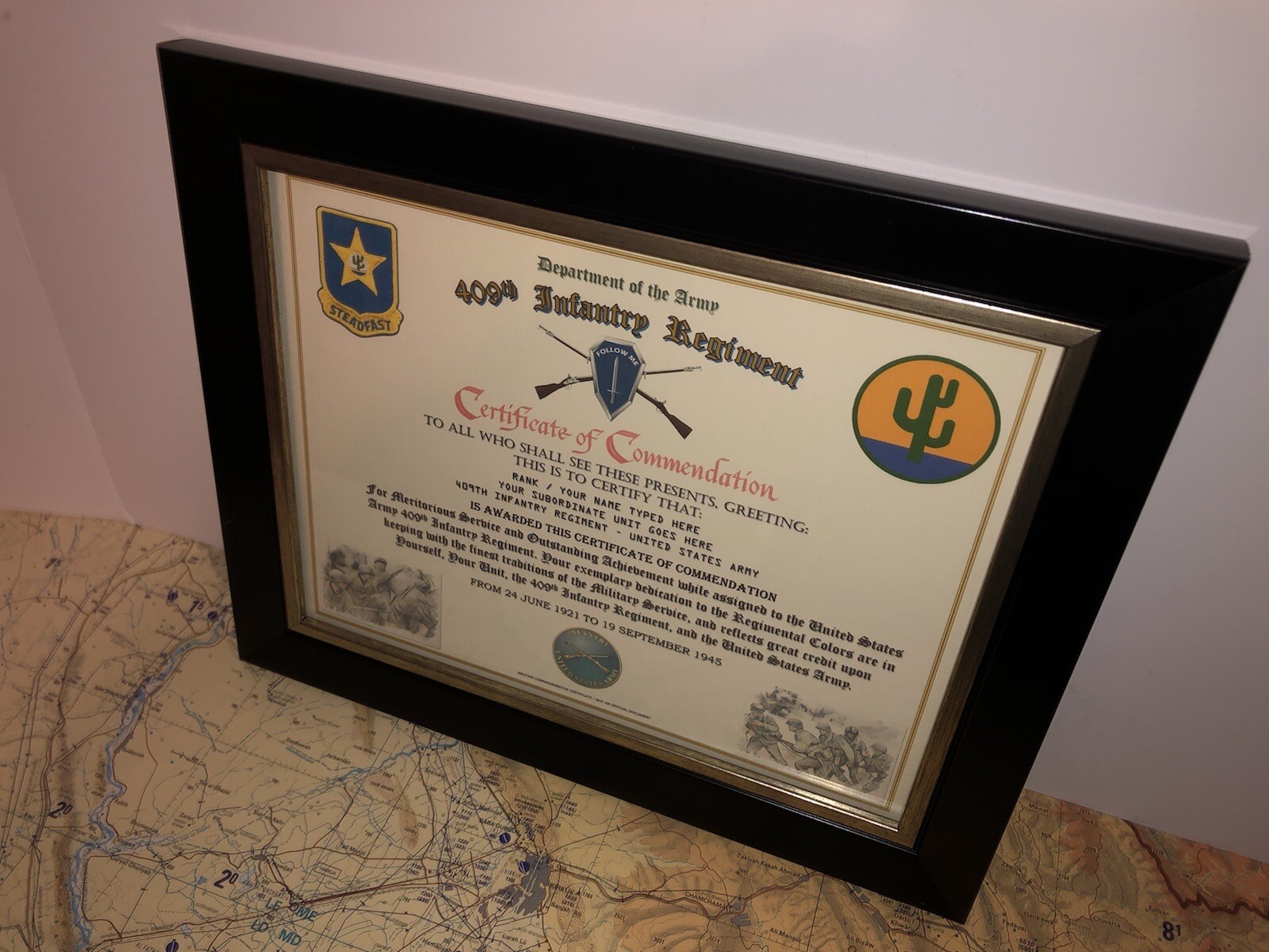 409TH INFANTRY REGIMENT / COMMEMORATIVE - CERTIFICATE OF COMMENDATION