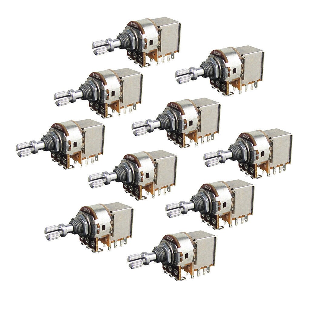 100pcs Guitar B250K Push Pull Potentiometer Pots Linear Taper Short Split Shaft