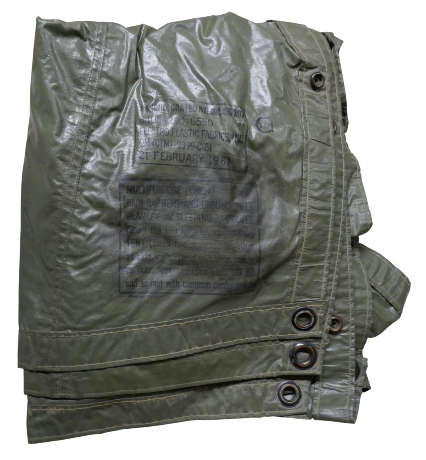 US 1961 Coated Nylon Poncho