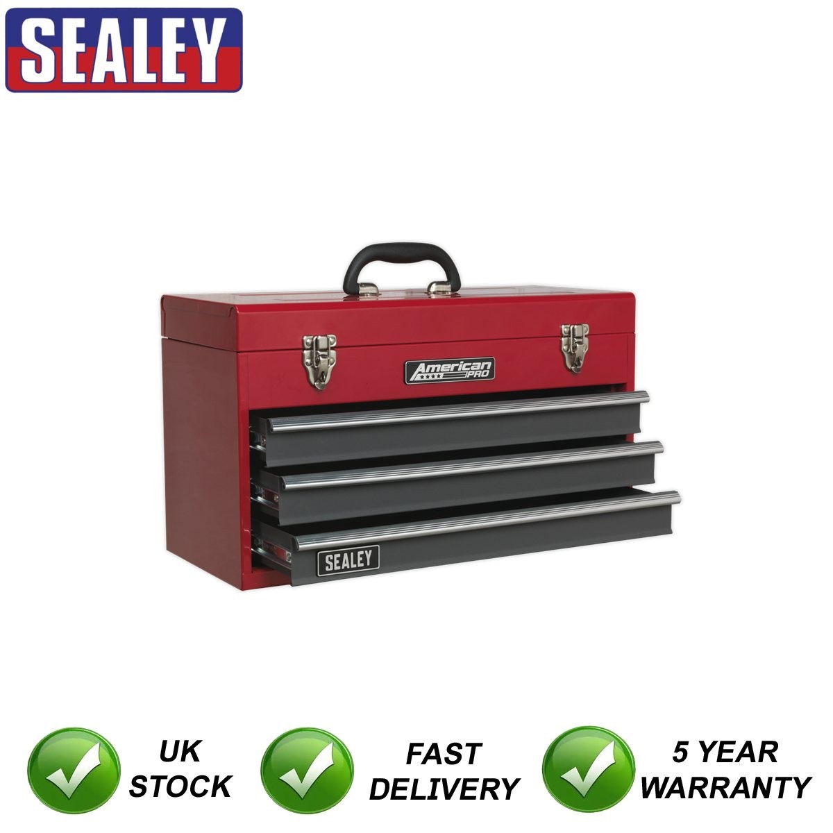 Sealey American PRO� Tool Chest 3 Drawer Red/Grey AP9243BB
