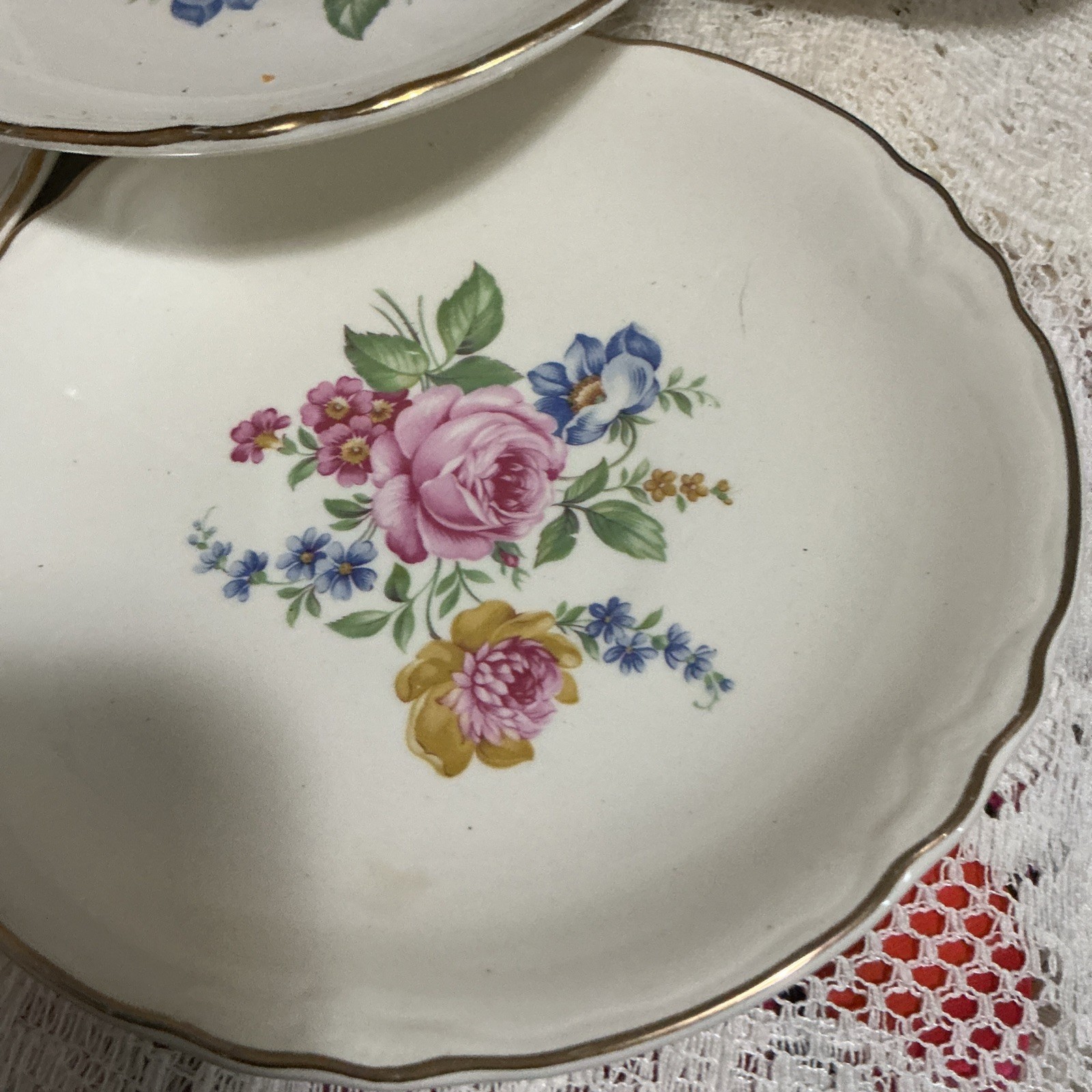 SCIO Pottery Co.Hazel Pattern Pink Rose, Blue&Yellow Flowers22K Gold Trim 1940