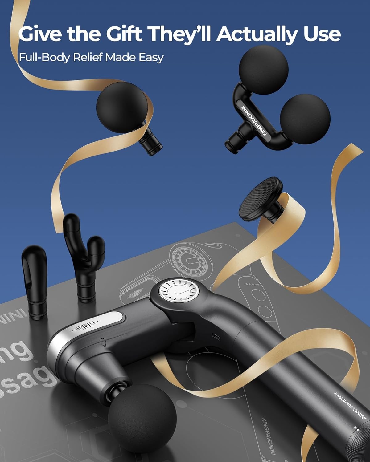 Foldable Massage Gun with Dual-Ball Head, Adjustable Head & Extendable Handle,
