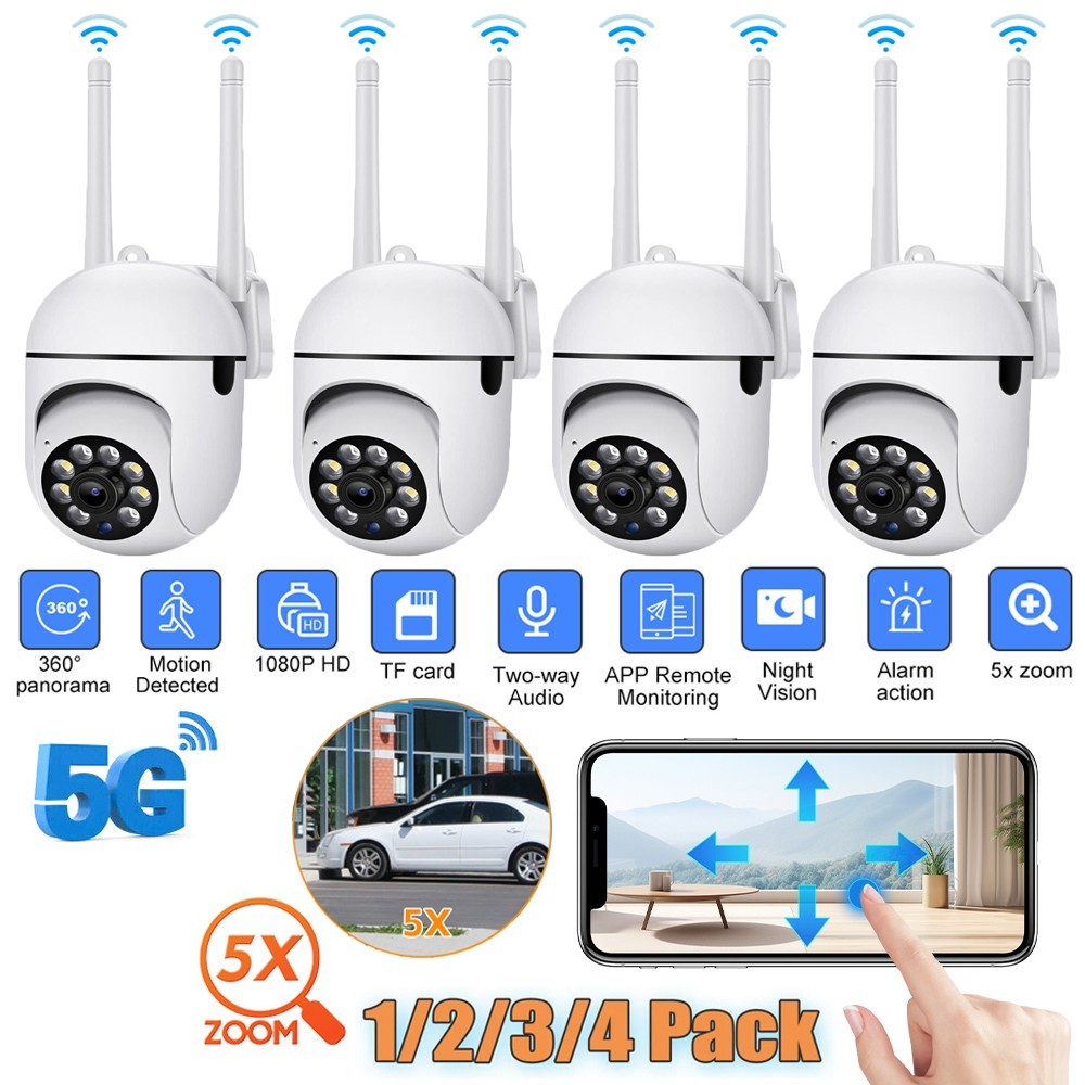 1-4PCS Wireless 5G WiFi 1080P Security Camera System Smart Outdoor Night Vision