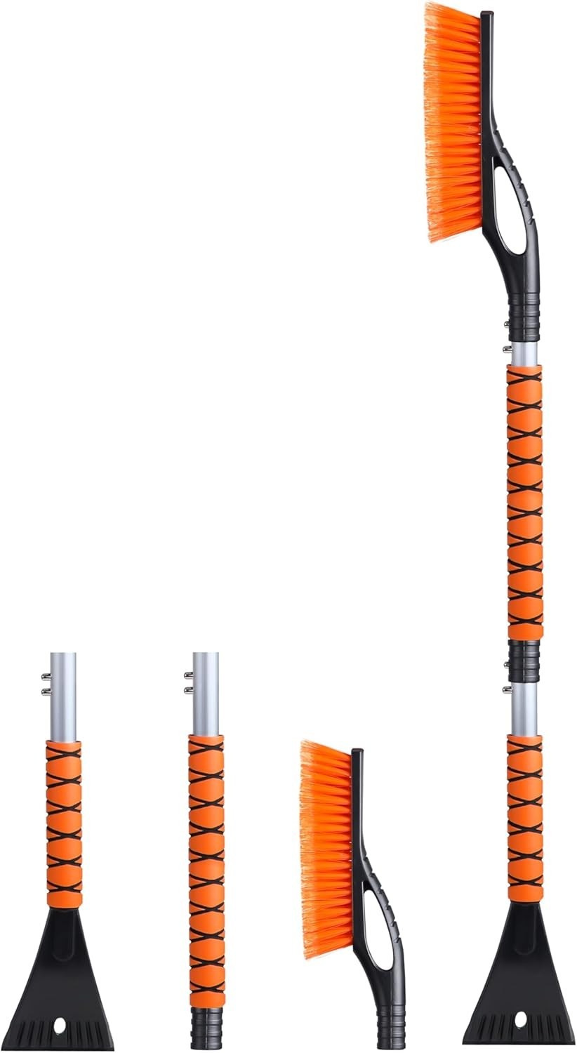 43" Ice Scrapers for Car Windshield | 3 Parts Detachable Telescopic Snow Brus...