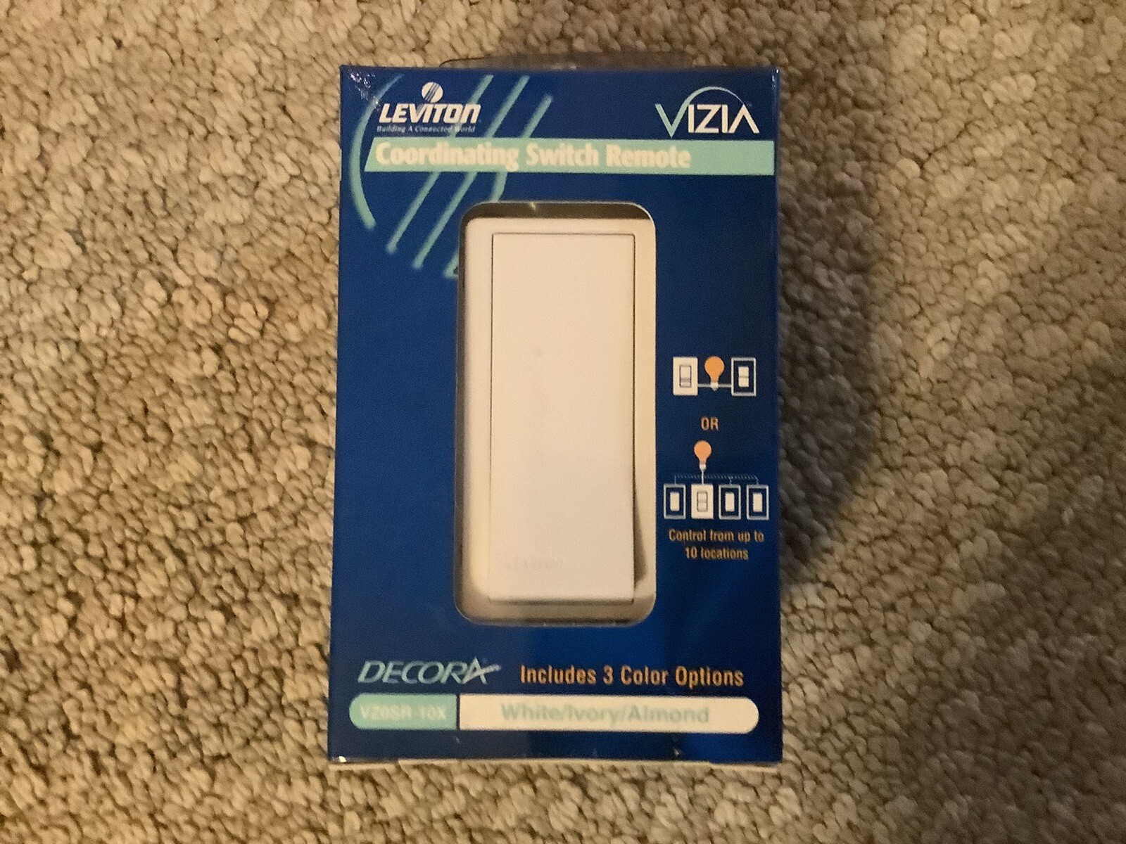 NEW Leviton Vizia White/Ivory/Almond 120V Coordinating Switch Remote VZ0SR-10X