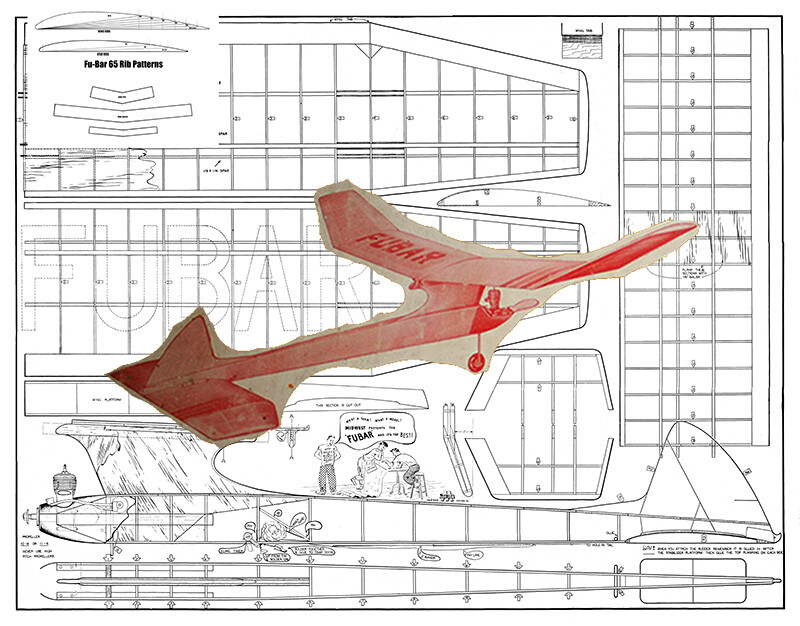Midwest Model Airplane Plans (FF): FUBAR 65 Nostalgic Class B/C Gas (1951)