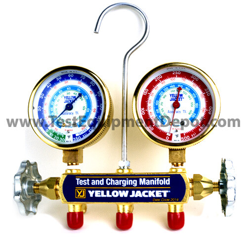 Yellow Jacket 42332 2-Valve Series 41 Test/Charging Manifold, Gauges