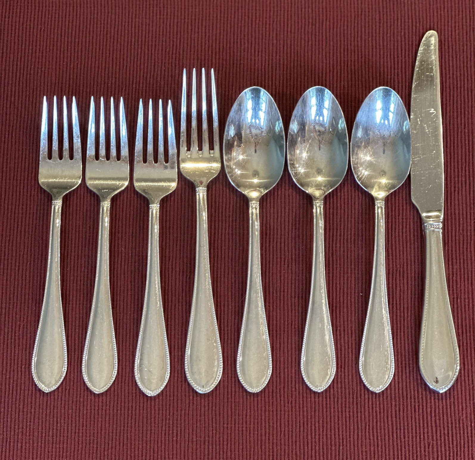 Mikasa DAPHNEY 18/10 SS Flatware lot of 8 mixed Fork Knife Spoon Replacement