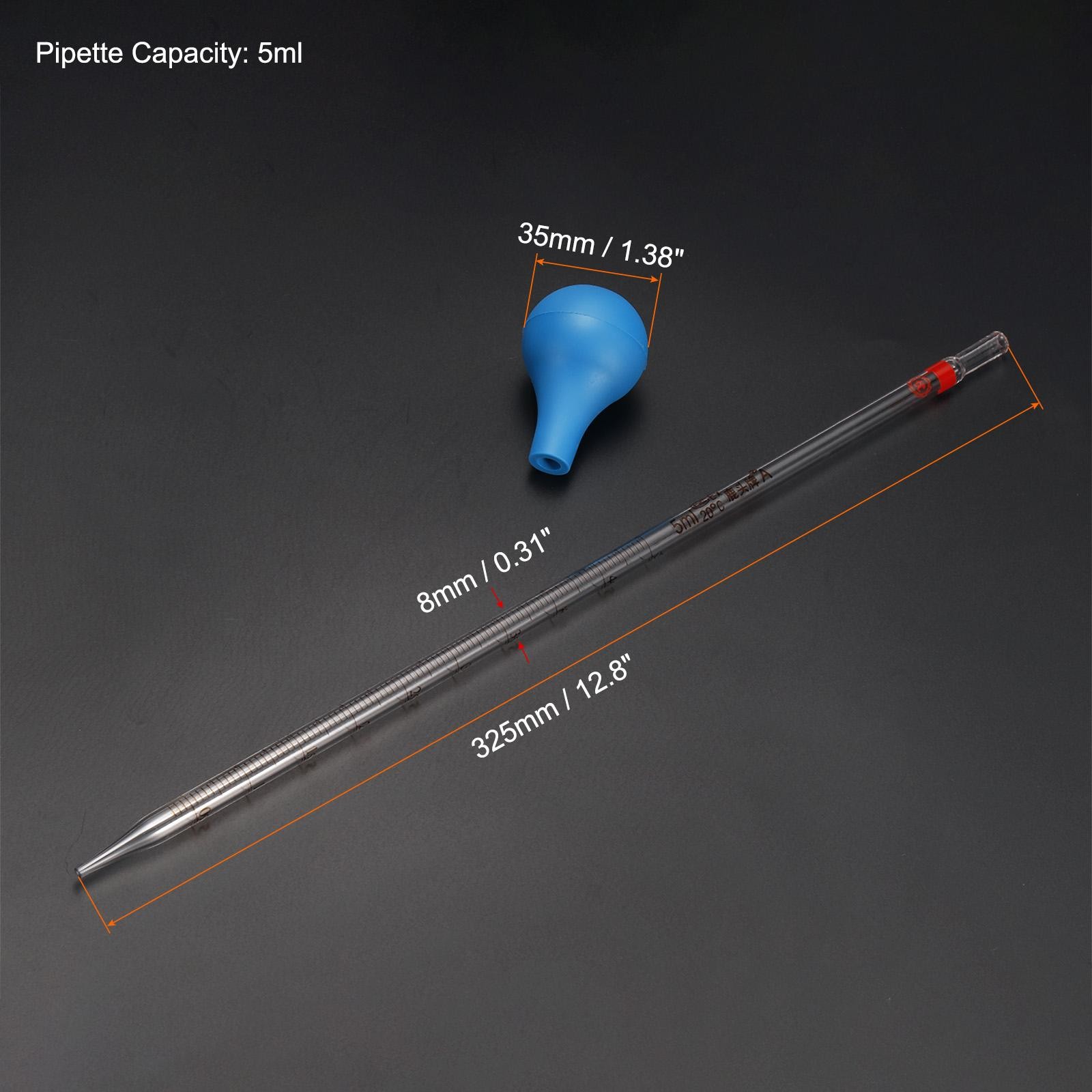 Graduated Dropper Pipettes Kit, 5ml Pipette with Rubber Cap, Clear