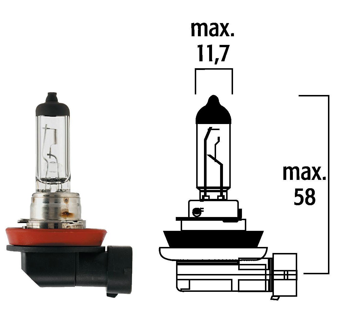 Flosser 12110 12V H11 Halogen Head Light Bulb - 90 Watt Rally Off Road Version
