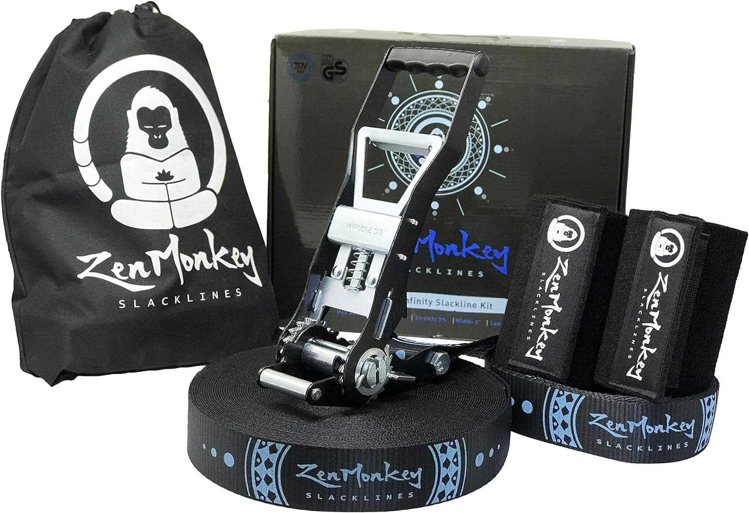 Zenmonkey 100ft Infinity Slackline Kit - Easy Setup for Family Fun!