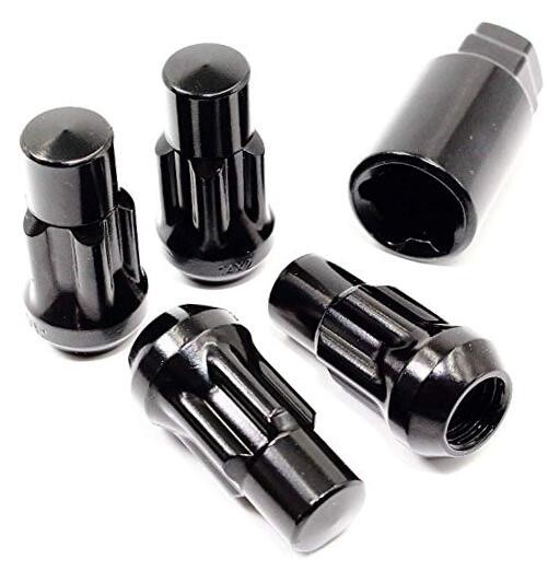 Set of 4 14x1.5 Veritek Black Acorn Bulge Tuner 1.75 Inch Security Wheel Locks