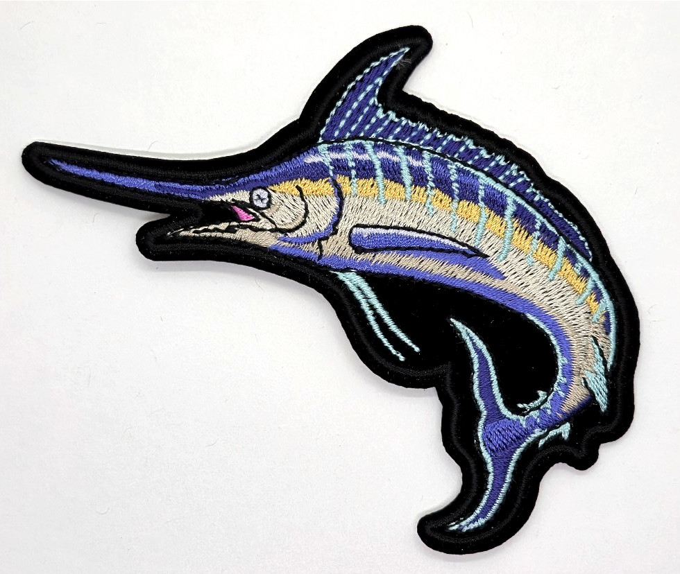 Swordfish / Marlin Iron-On Embroidered Patch 4 1/2"X 3 1/2"