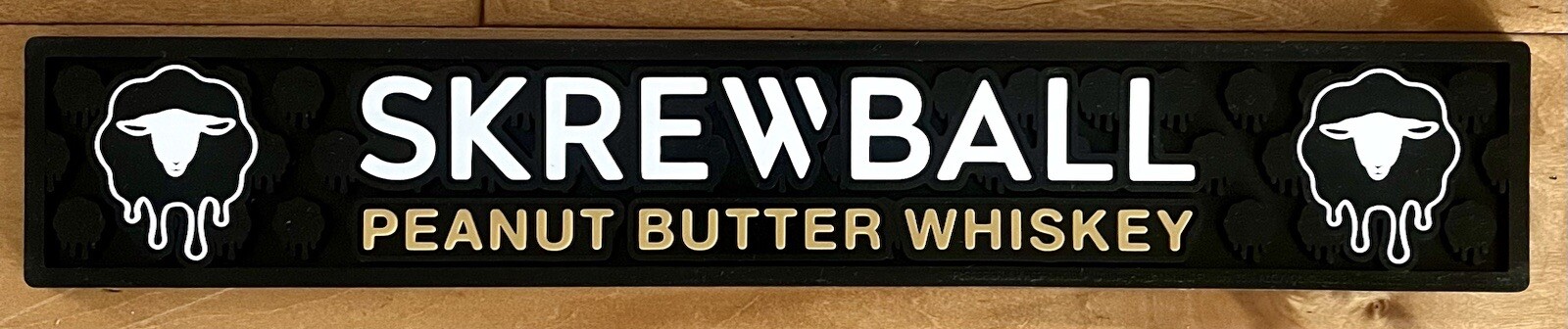 SKREWBALL PEANUT BUTTER WHISKEY RUBBER BAR RAIL RUNNER SPILL MAT SKINNY COASTER