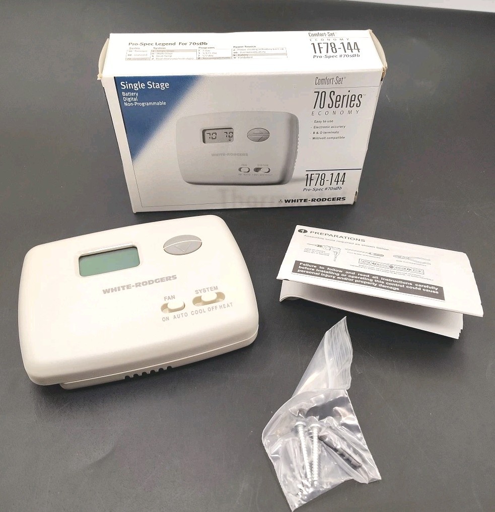 Rodgers 1F78-144 Thermostat 70 Series Non-Programmable Digital 1H/1C NIB Cream