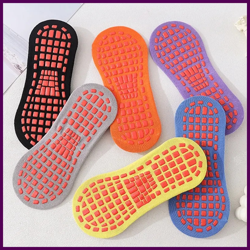 3 Pairs Silicone Dot Cotton Non Slip Skid Yoga Socks Women Non Skid Socks