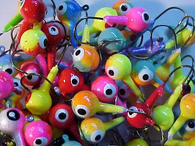 100 FLOATING OZ WALLEYE JIG HEADS 1/4 size 2 ASSORTED MIX OF COLORS