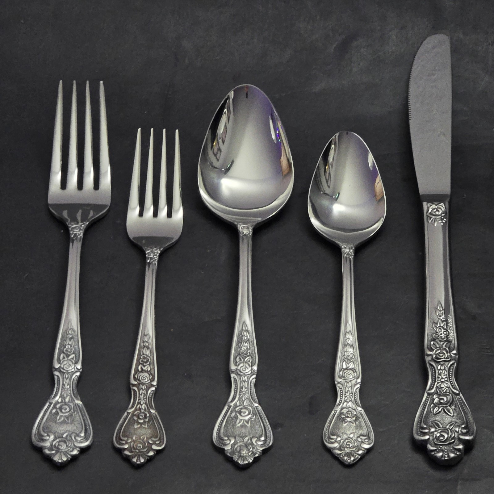 VTG Normandy Japan Stainless Flatware Spoon Fork Knife  5 Pc. Set - New & Sealed
