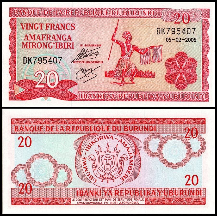 Burundi 20 Francs, 2005, P-27d.5, UNC