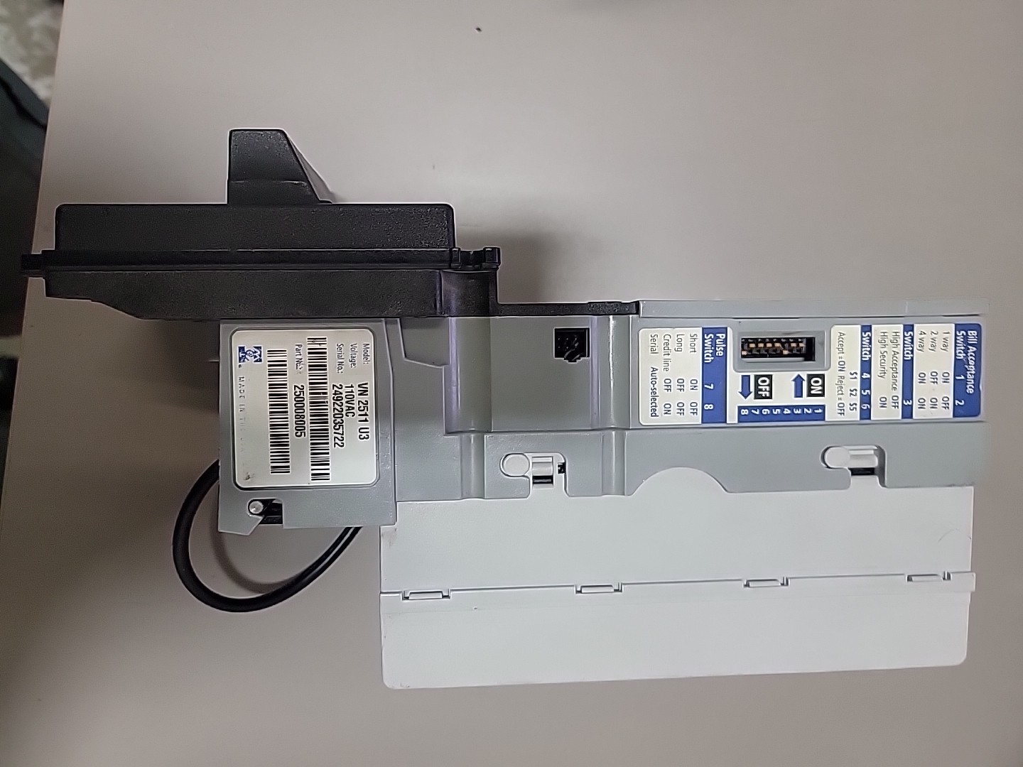 Mars MEI VN2511 U3 110Volt Bill Acceptor. Working