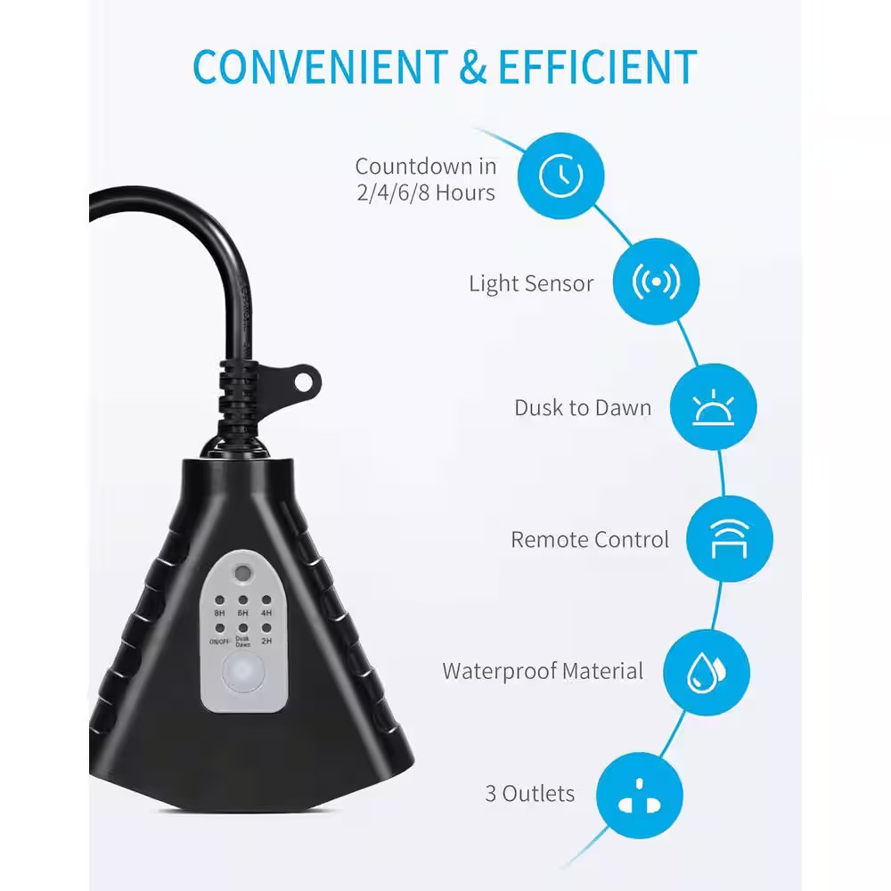 15 Amp 12V 480 Min. Waterproof Outdoor Countdown Light Timer with 100 Ft. Range