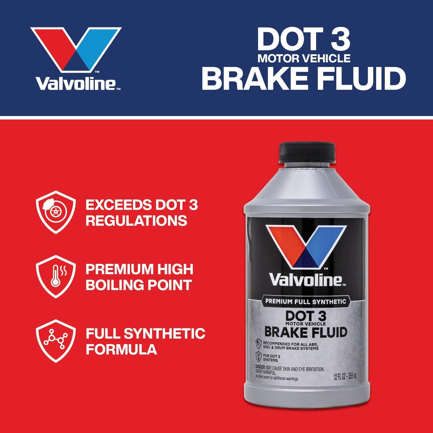 High-Performance 12oz DOT 3 Brake Fluid for Optimal Braking Protection & Safety
